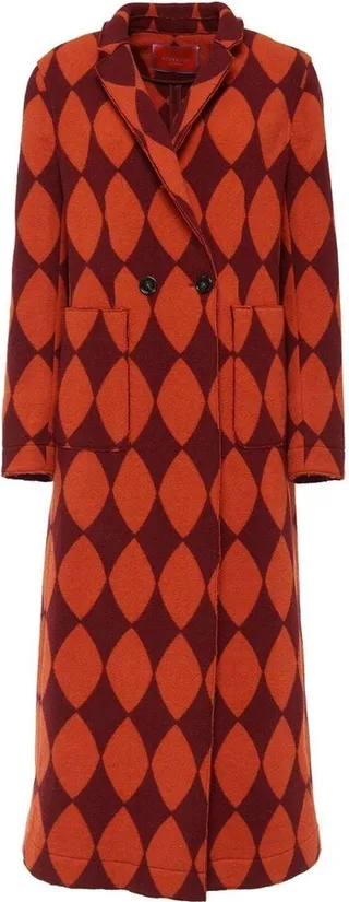Geometric Print Single-Breasted Coat