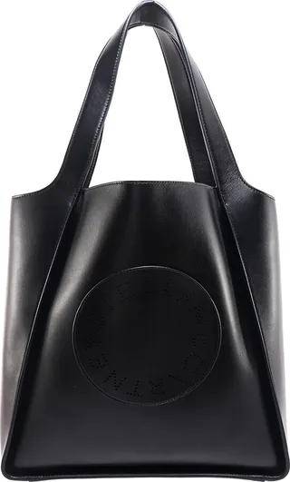 Vegan leather hanbag with perforated logo