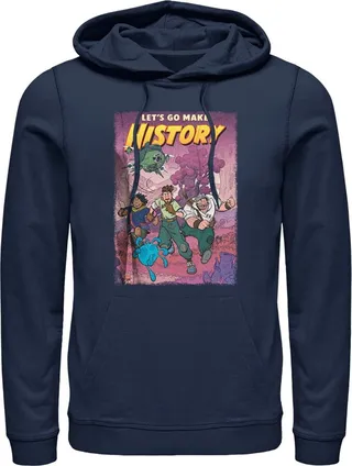 Men's Disney Strange World Let's Go Make History Pull Over Hoodie - Navy Blue - X Large