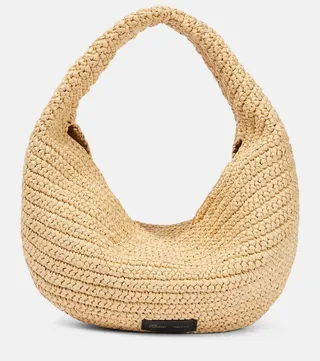 Olivia Medium raffia shoulder bag