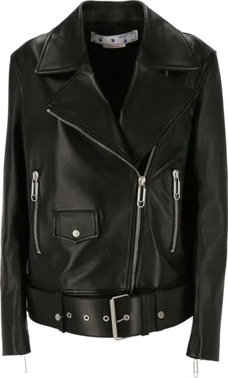 Off-White Zip Detailed Biker Jacket