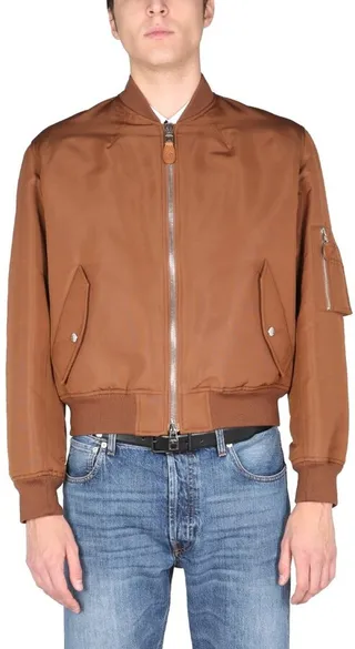 Alexander McQueen Logo Print Zipped Bomber Jacket