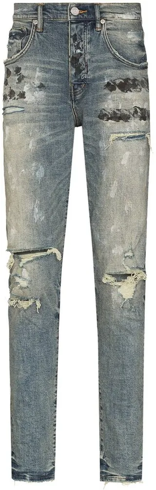 Distressed Ripped Slim-Fit Jeans