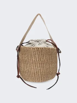X Mifuko Woody Small Raffia Basket Bag White