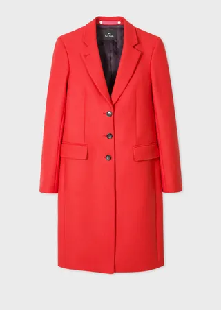 Women's Red Wool And Cashmere-Blend Three-Button Epsom Coat