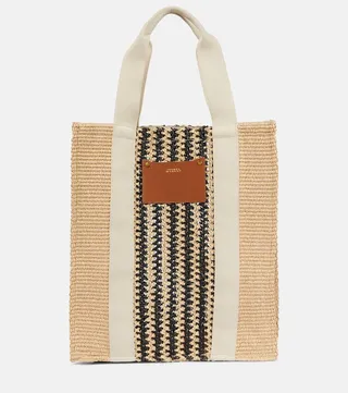 Puebla Small raffia-effect tote bag