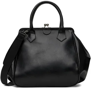 Y's Black Side Tuck Clasp Shoulder Bag