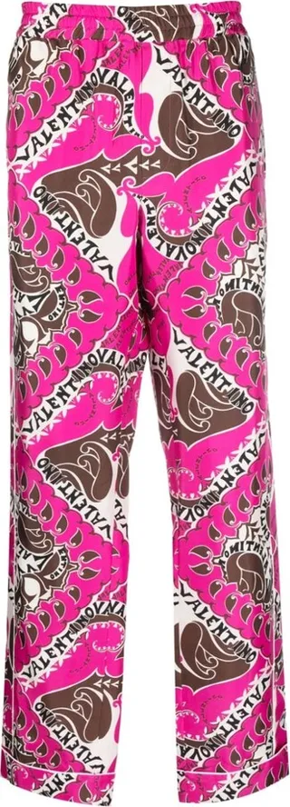 Abstract-Print Pajama Trousers