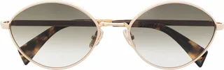 Tortoiseshell-Effect Oval-Frame Sunglasses