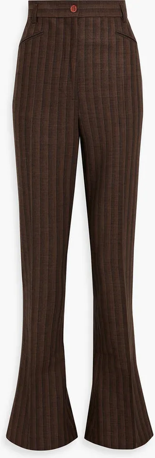 Striped wool and cotton-blend flared pants