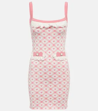 Patterned jacquard-knit minidress