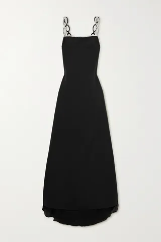 Valentino Garavani - Crystal-embellished Wool And Silk-blend Gown - Black