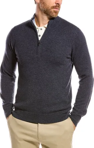 Raffi Zip Mock Neck Cashmere Sweater