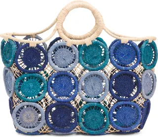 Natural Sisal Large Tote With Leather Handles