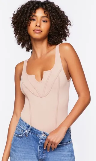 Seamless Split-Neck Bodysuit