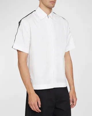 Men's Zip Sport Shirt with Logo Tape
