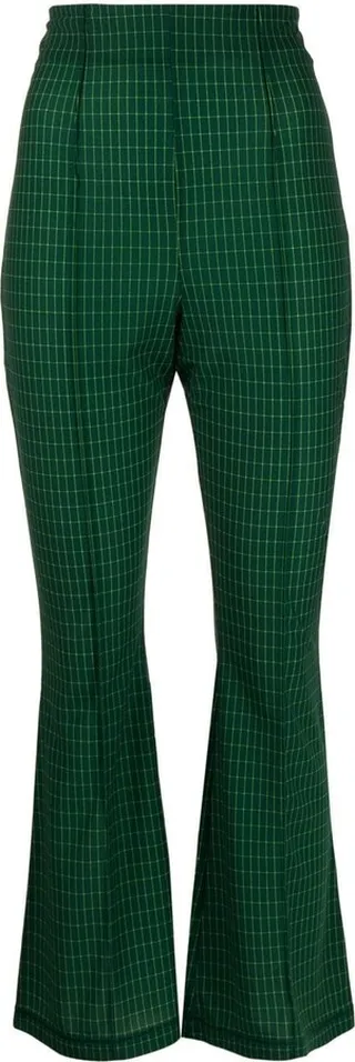 Windowpane-Print Cropped Trousers