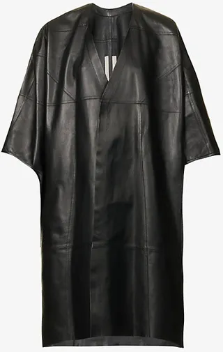 Womens Black Womens Black Tecuatl V-neck Leather Coat 1 Size