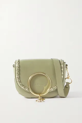 See By Chloé - Mara Whipstitched Leather Shoulder Bag - Green