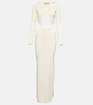 Ribbed-knit cutout maxi dress