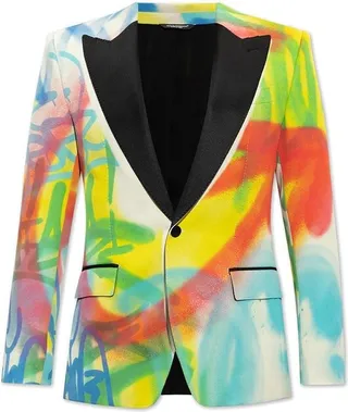 Dolce & Gabbana Graffiti-Printed Sicilia-Fit Tuxedo Jacket