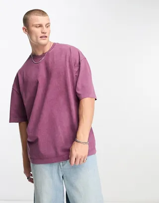 ASOS DESIGN heavyweight oversized t-shirt in purple wash