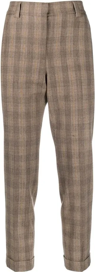 Check-Pattern Cropped Trousers