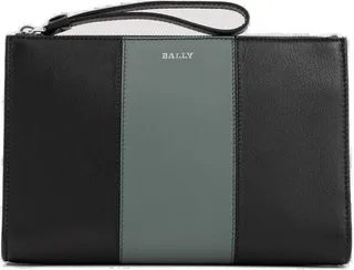Bally Logo Plaque Zipped Clutch Bag