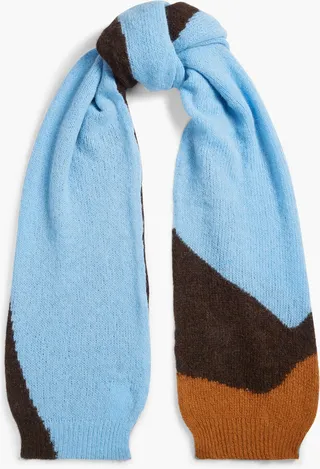 Color-block alpaca-blend scarf