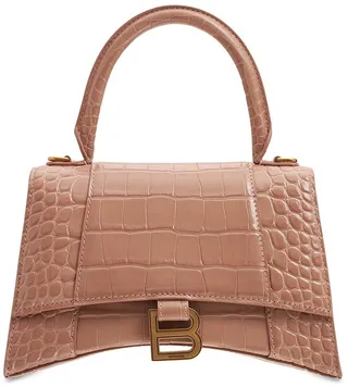 Hourglass croc embossed leather bag