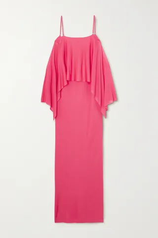 TOM FORD - Cold-shoulder Ruffled Stretch-knit Gown - Pink