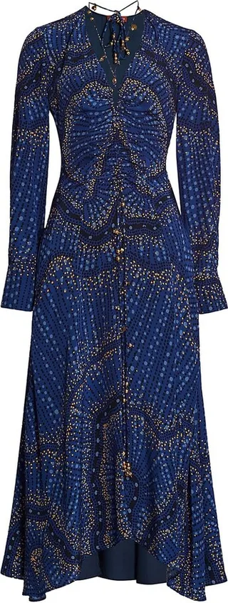 Mila Printed Silk Midi-Dress