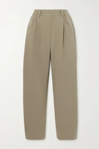 Brunello Cucinelli - Cotton-blend Jersey Straight-leg Pants - Neutrals