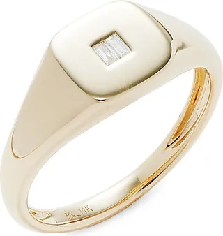 14K Yellow Gold & 0.03 TCW Diamond Signet Ring