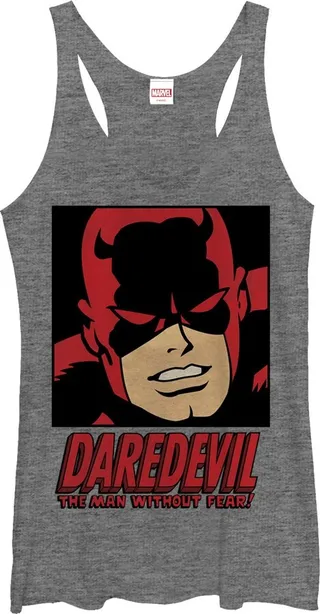 Women's Marvel Daredevil Man Without Fear Racerback Tank Top - Gray Heather - Large