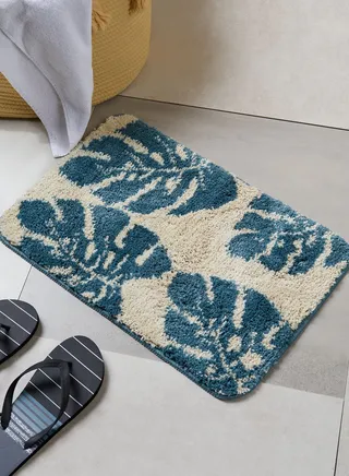 Leaf Print Bath Mat