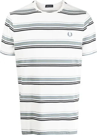 logo-embroidery plaid cotton T-shirt