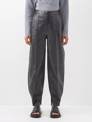 High-rise Pegged-leather Trousers