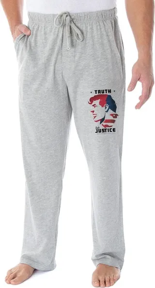 DC Mens' Superman Silhouette Truth and Justice Sleep Pajama Pants (XXXL) Grey