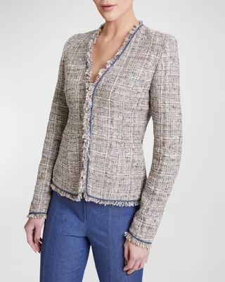 Cynthia Fringe-Trim Tweed Jacket