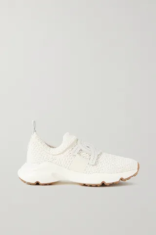 Tod's - Sportivo Run Leather-trimmed Knitted Slip-on Sneakers - Ivory
