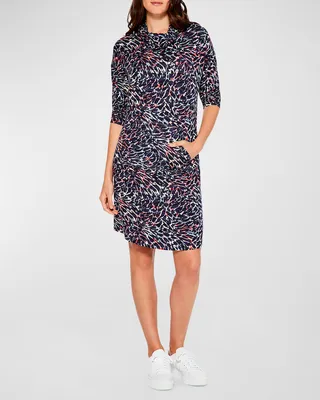 Glowing Sunset Abstract-Print Cowl-Neck Dress
