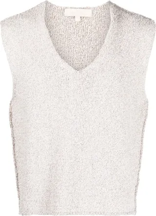 White Bouclé Knit Vest