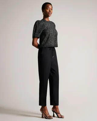 Straight Leg Ankle Grazer Joggers in Black