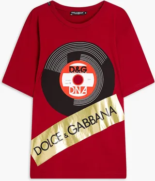 Metallic printed cotton-jersey T-shirt