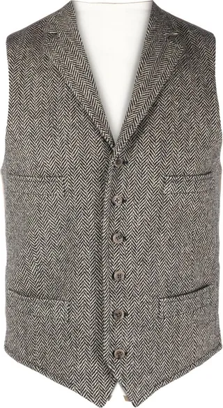 herringbone V-neck waistcoat