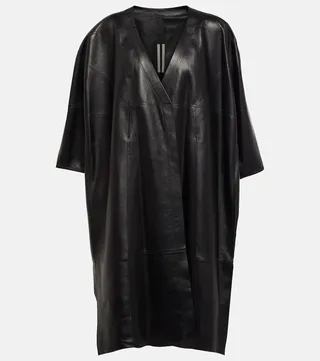 Leather peacoat