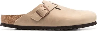 Buckle-Detail Round-Toe Slippers