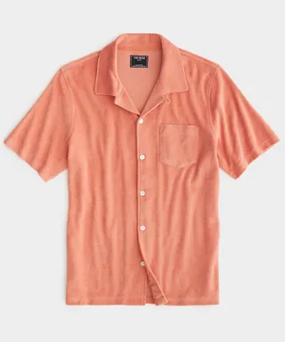 Terry Button-Down Polo in Tuscan Terracotta