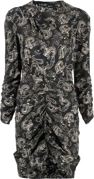 Paisley-Print Ruched Minidress